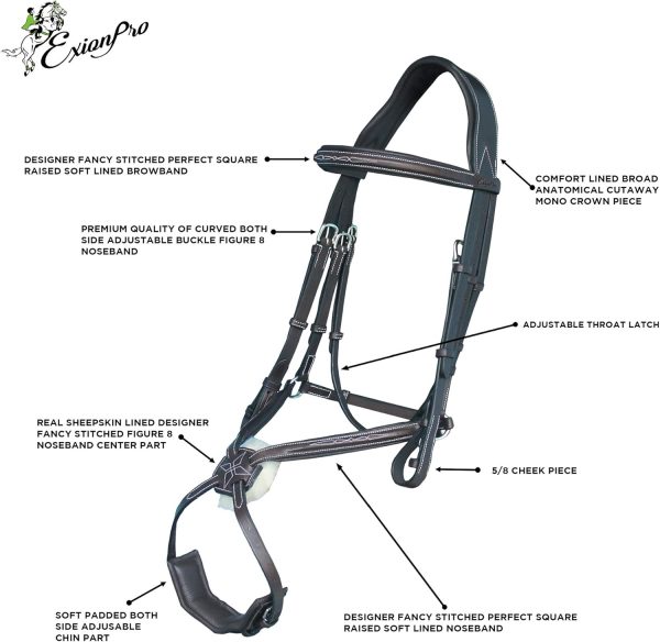 ExionPro English Bridle for Horses Leather Jumping-2