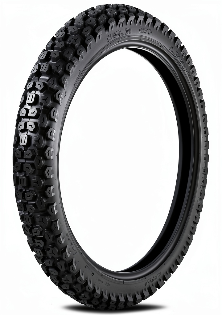 Installing Kenda Dual Sport 2.75-21 Directional Tire on a wooden workbench