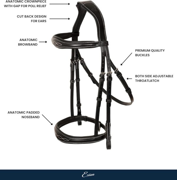 Equestrian Bridle ExionPro Leather Design Black-4