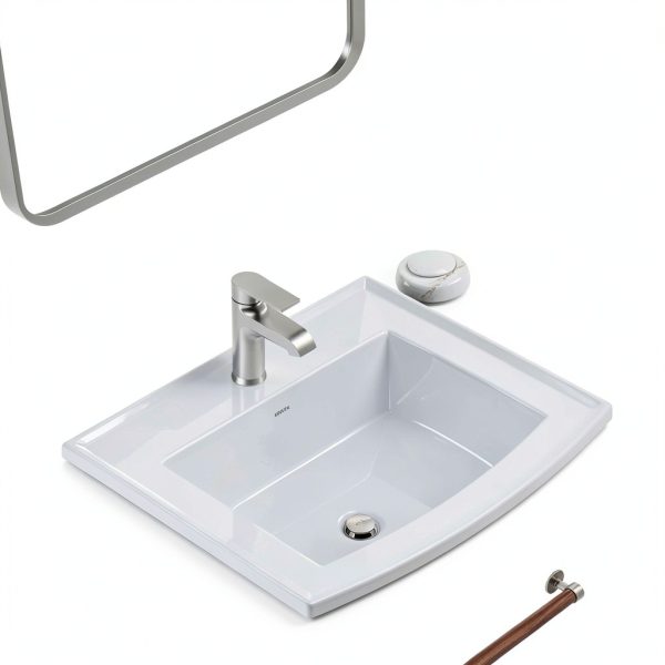 Kohler Archer 22-3/4 inch White Rectangular Drop-In Bathroom Sink-3