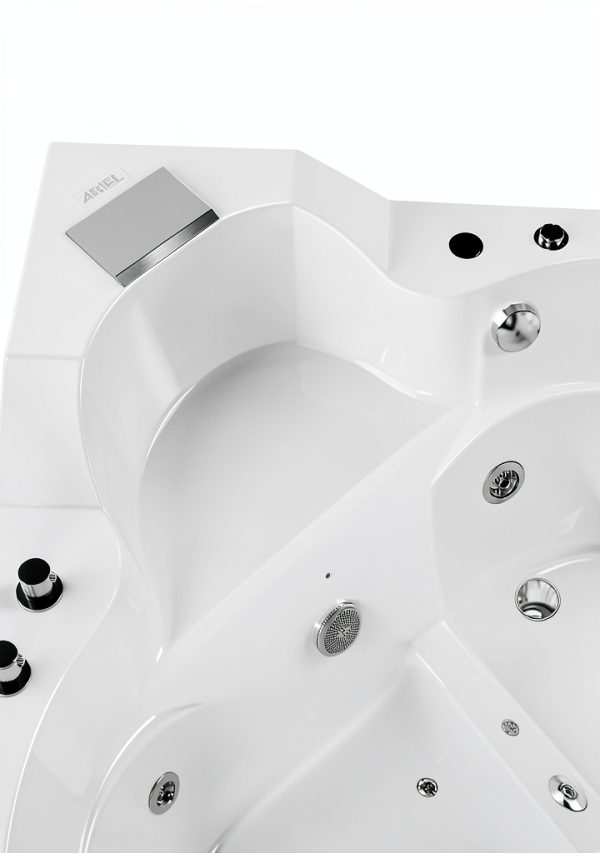 ARIEL 61" Trapezoid Whirlpool Bathtub with 14 Hydro Jets, Fixtures-4