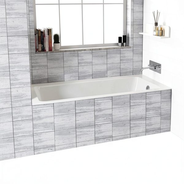 Fine Fixtures Tile-In White Bathtub 66x32x19 Right Acrylic-0