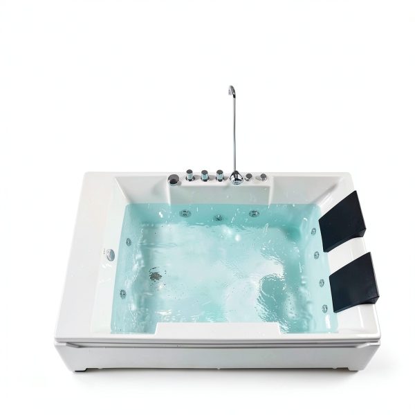 Empava 72" x 48" Whirlpool Tub for Couple,1125W Jetted Bathtub with Light, Hydro Massage,Chromatherapy,ETL Certified,110 Gallons,Left Drain-1
