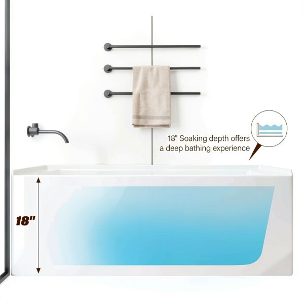 PeakPursuit 60x30 Inch Acrylic Drop In Bathtub with Right Drain-2