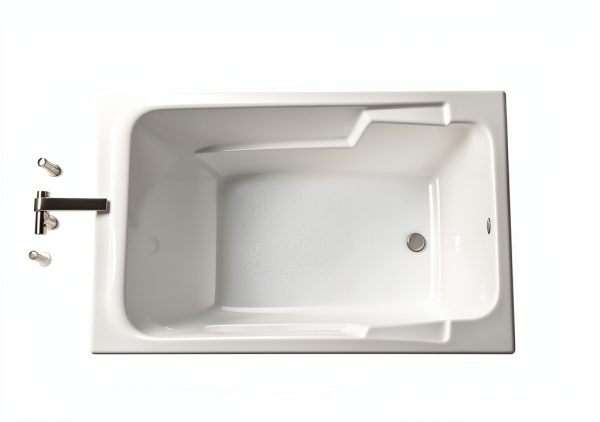 Carver Tubs Modern Acrylic Fiberglass Soaking Bathtub SR7148 White 71L-2