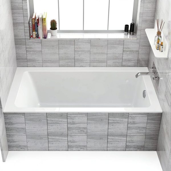 Fine Fixtures Tile-In White Bathtub 66x32x19 Right Acrylic-2