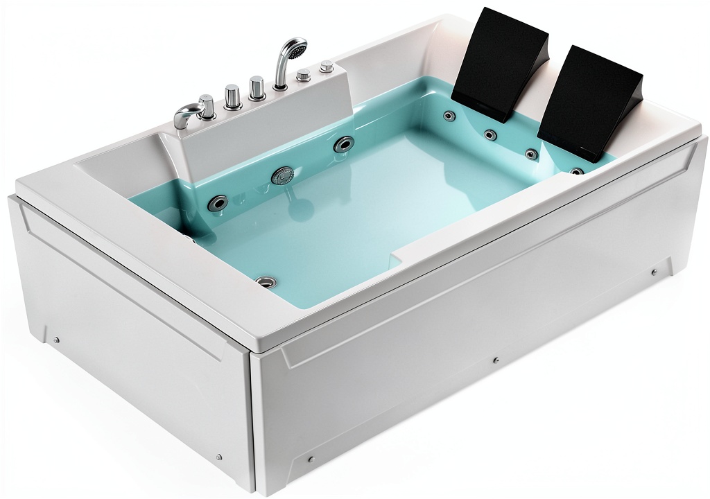 Installing Empava Whirlpool Bathtub 72in Acrylic Spa with Massage Jets Model on a bathroom floor
