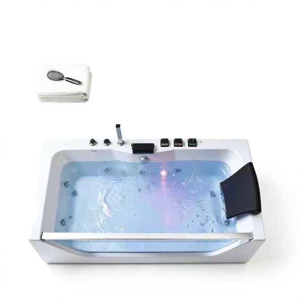 Empava Whirlpool Tub 59x29 Jetted Bathtub with 11 Jets Chromatherapy-7