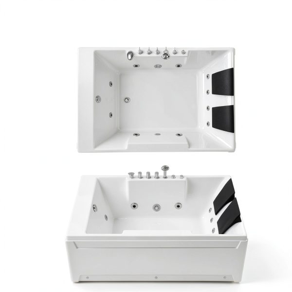 Empava 72" x 48" Whirlpool Tub for Couple,1125W Jetted Bathtub with Light, Hydro Massage,Chromatherapy,ETL Certified,110 Gallons,Left Drain-4