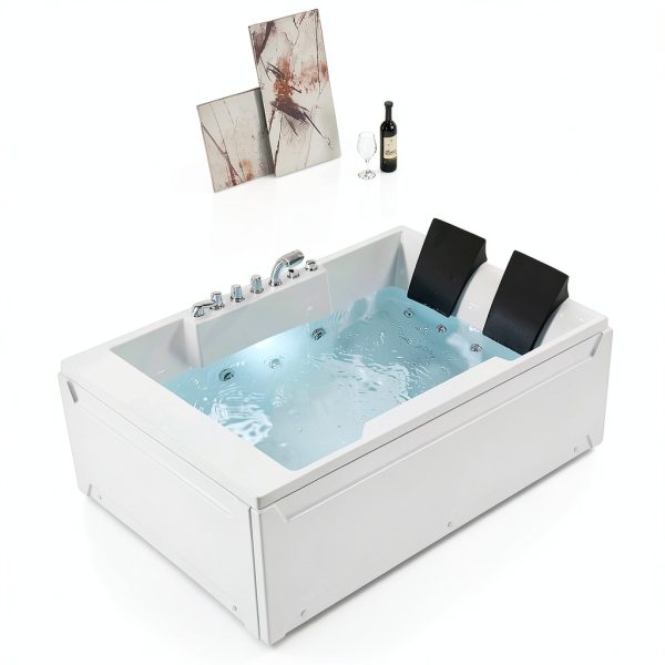 Empava 72" x 48" Whirlpool Tub for Couple,1125W Jetted Bathtub with Light, Hydro Massage,Chromatherapy,ETL Certified,110 Gallons,Left Drain-0