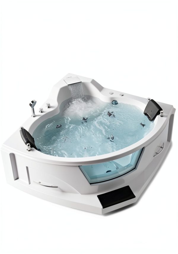 ARIEL 61" Trapezoid Whirlpool Bathtub with 14 Hydro Jets, Fixtures-1
