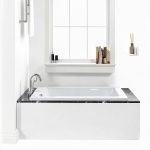 Fine Fixtures Drop In White Soaking Bathtub, Fiberglass Acrylic Material, Exclusive Small sized 54"L x 30"W x 19"H. - Brass Trip Lever Included-0
