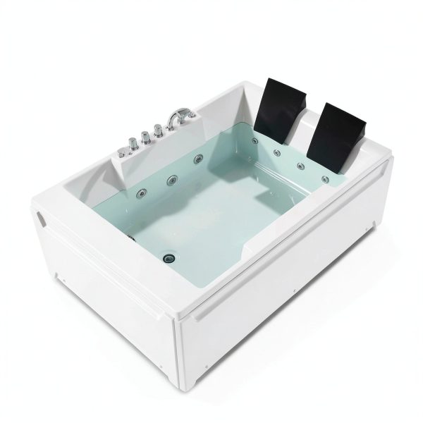 Empava 72" x 48" Whirlpool Tub for Couple,1125W Jetted Bathtub with Light, Hydro Massage,Chromatherapy,ETL Certified,110 Gallons,Left Drain-5