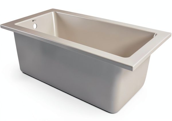 Fine Fixtures Drop In White Soaking Bathtub, Fiberglass Acrylic Material, Exclusive Small sized 54"L x 30"W x 19"H. - Brass Trip Lever Included-1
