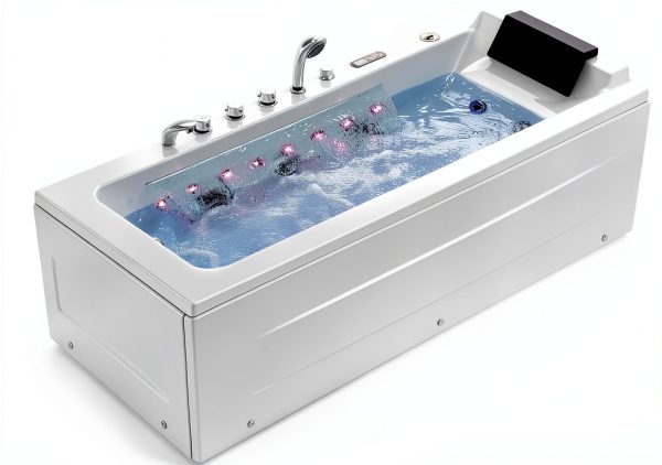 Whirlpool Bathtub Empava 67in Acrylic Drop-In with 9 Jets & LED Light-8
