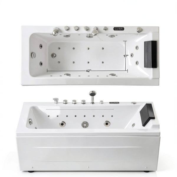 Whirlpool Bathtub Empava 67in Acrylic Drop-In with 9 Jets & LED Light-5