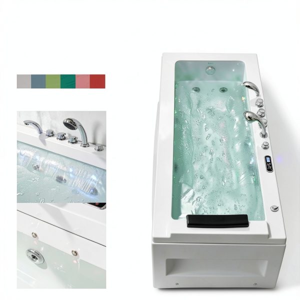 Whirlpool Bathtub Empava 67in Acrylic Drop-In with 9 Jets & LED Light-3