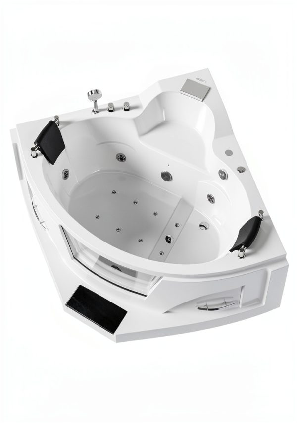 ARIEL 61" Trapezoid Whirlpool Bathtub with 14 Hydro Jets, Fixtures-2
