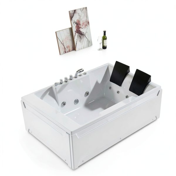 Empava 72" x 48" Whirlpool Tub for Couple,1125W Jetted Bathtub with Light, Hydro Massage,Chromatherapy,ETL Certified,110 Gallons,Left Drain-6