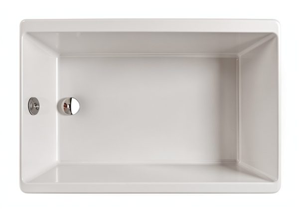 Fine Fixtures Drop In White Soaking Bathtub, Fiberglass Acrylic Material, Exclusive Small sized 54"L x 30"W x 19"H. - Brass Trip Lever Included-2