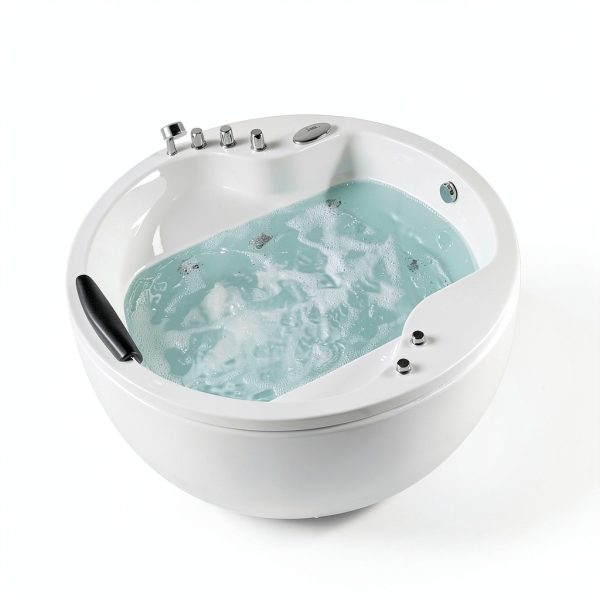 Empava Whirlpool Bathtub Spa Chromatherapy Jets 59JT005 59in Round-5